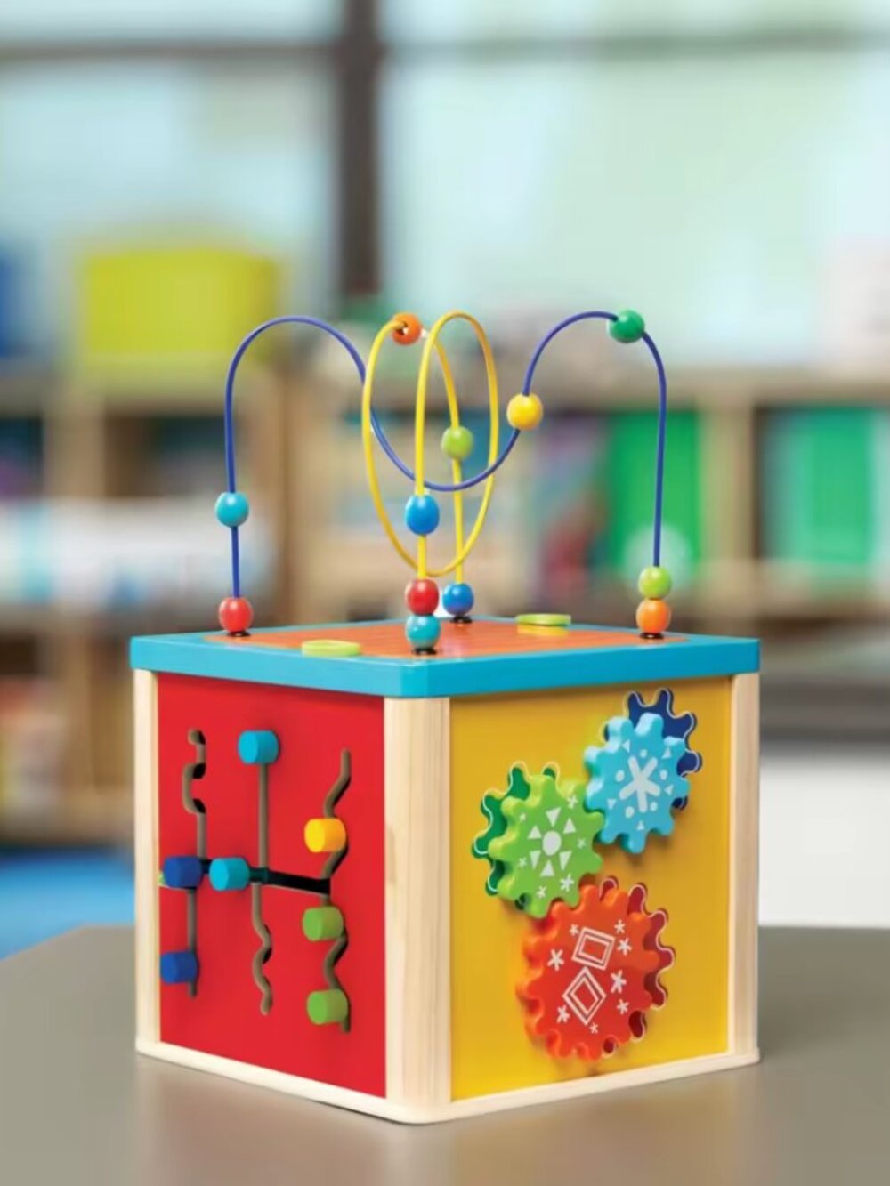 Wooden Activity Cube for Kids, 5-in-1 Montessori Baby Learning Toy - Picture 12 of 13
